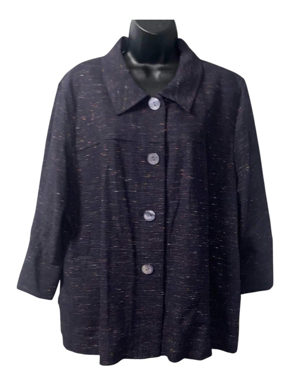 J. Jill Blazer Women's Size XL Tweed Pockets 3-Button Lined Jacket Single Breast
